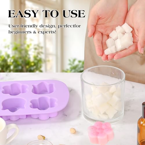 SJ Silicone Molds for Crafts, Tulip & Flower Resin Mold, 2 Pack 6 Cavity - color: Pink+Purple / 3 Flower Shape