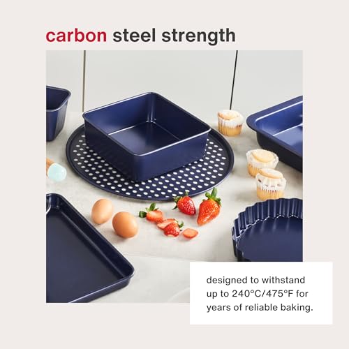 Zyliss E980197 Non-Stick Loose Base Tart Tin | 25cm/10in | Carbon Steel | Dark Blue | Cake Tin/Baking Tin/Bakeware/Cake Mould | Dishwasher Safe | 5 Year Guarantee - style: Loose Base Tart Tin