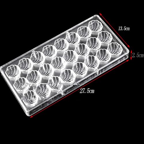 24 Grid Chocolate Candy Mold PC Polycarbonate Chocolate Making Mould with Scraper (Scalloped Shell) - color: Scalloped Shell