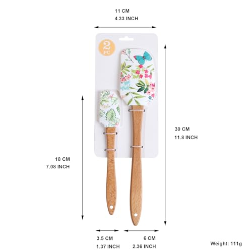 2PCS Silicone Spatula Set, Heat Resistant Baking Spatulas Food Grade Silicone Scraper Spatula for Mixing, Cooking, and Baking, Non-Stick Rubber Jar Spatulas with Hanging Hole Moderately Soft and Firm - color: Butterfly