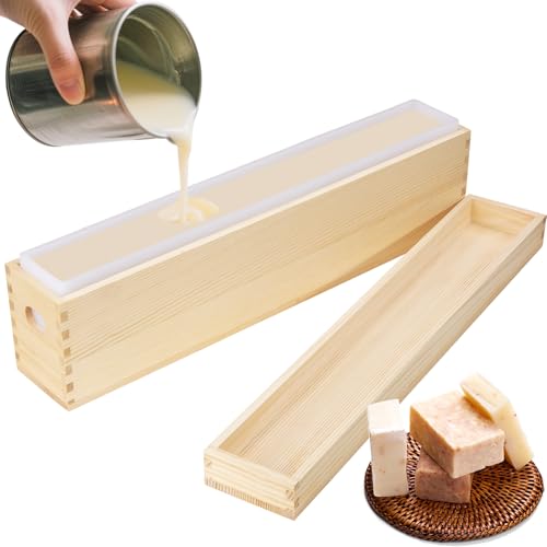 Silicone Soap Molds for Soap Making, 2.2L/77oz Soap Mold with Wooden Cover, Loaf Soap Making Tools - size: 2.2L/77oz-deep