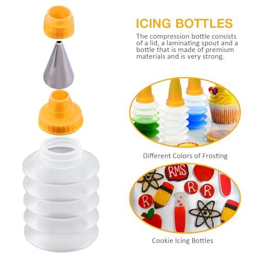 6Pcs Icing Piping Kit, Plastic Icing Bottles for Cookies, Cakes - size: 2.5, 4 Inch