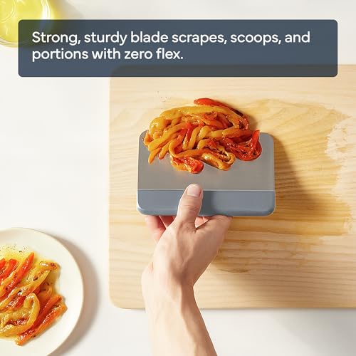 Misen Stainless Steel Bench Scraper - Versatile Food Scraper with Walnut Handle - Ideal for Kitchen, Pastry & Dough - Durable Cutting Board Scraper Tool - Effortless Transfer into Pots & Pans - Gray - color: Gray