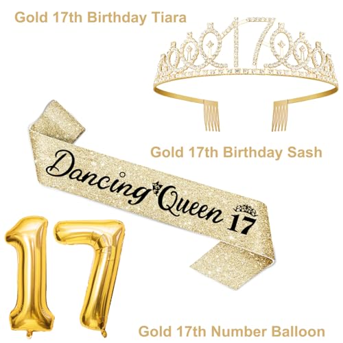YeohJoy Gold 17th Birthday Decorations for Girls - style: 17th
