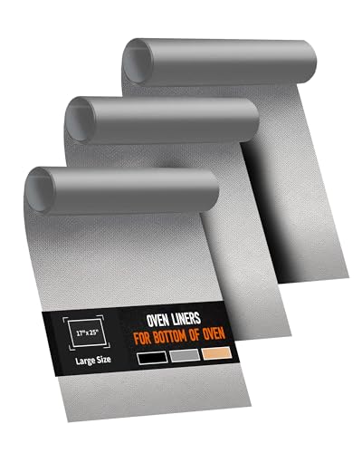 3 Pack Oven Liners for Bottom of Oven, 17x25" Large Heavy Duty Non-Stick Reusable Oven Mat for Electric, Gas, Toaster & Convection Ovens - BPA & PFOA Free, Dishwasher Safe, Kitchen Essentials, Silver - color: Silver, size: 3 Pack 17”x25”