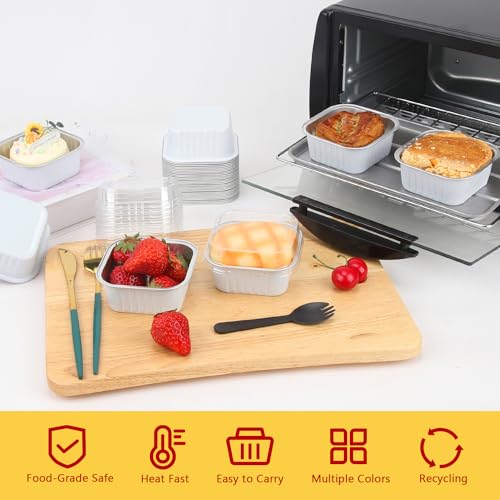 LNYZQUS 5oz Mini Cake Pans with Lids, Individual Brownie Tins 120 Pack - color: White, size: 120 Pack