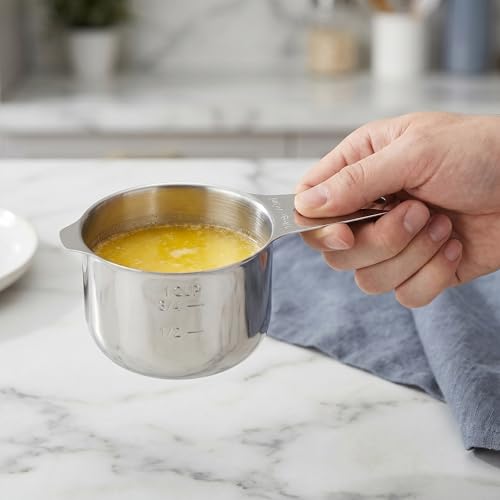 Stainless Steel Measuring Set, Stackable Design Metal Cups and Spoons, Engraved Markings for Dry and Liquid Ingredients 7PCS Silver(cup) - color: Silver(cup), size: 7PCS