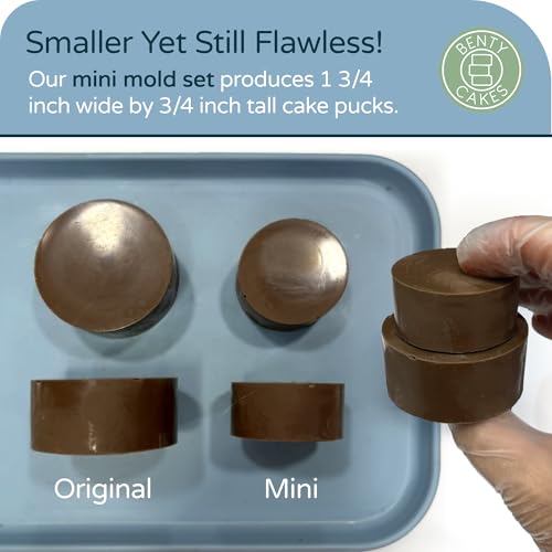 Benty Cakes - The Original Mini Cake Puck Mold Set – Better than a Cake Pop! Make Chocolate Covered Desserts – BPA Free Silicone – Includes 1 Mold Set, 1 Plastic Tray, and 1 Scraper