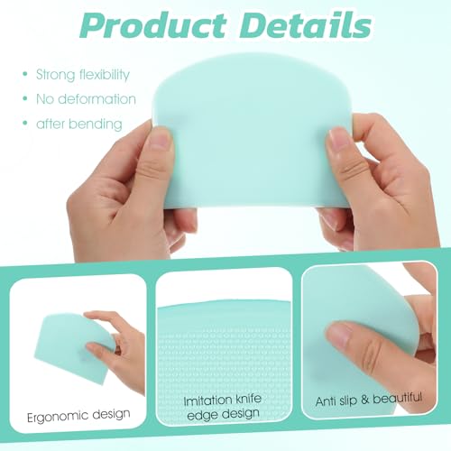 24 Pcs Bench Scraper Dough Scraper for Baking, BPA Free PE Flexible Bowl Scrapers, Food-Safe Plastic Dough Cutter Tool for Bread Cake Fondant Icing (Light Blue, Green, Yellow, Pink)