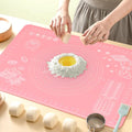 Silicone Pastry Mat 28" x 20" Extra Thick Non Stick Baking Mat with Measurements and Edge Heightening, Food Grade Silicone Rolling Mat for Pastry, Bread, Cookies, Pizza, Fondant, Pasta - Pink - color: Pink, size: 28"L x 20"W