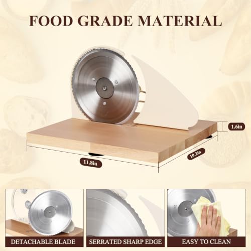 Manual Bread Slicer for Homemade Bread,Even Slicing from Thin to Thick - color: Soft Cream