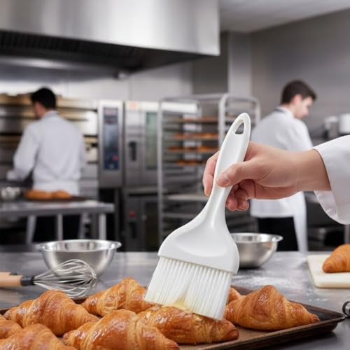 Soro Essentials- 3" Flat Nylon Pastry Basting Brush with Plastic Handle- Basting Baking Brush for Butter Oil Glazes BBQ Sauce Marinades & Grilling - size: 3 Inch