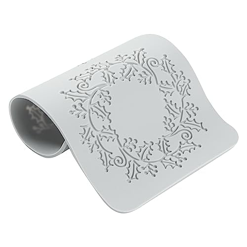 Restaurantware Pastry Tek Fondant Impression Mat 1 Reusable Fondant Embosser - Autumn Leaf Halo Pliable Gray Silicone Cake Impression Mat Dishwashable For Cake Decoration - style: Autumn Leaf Halo