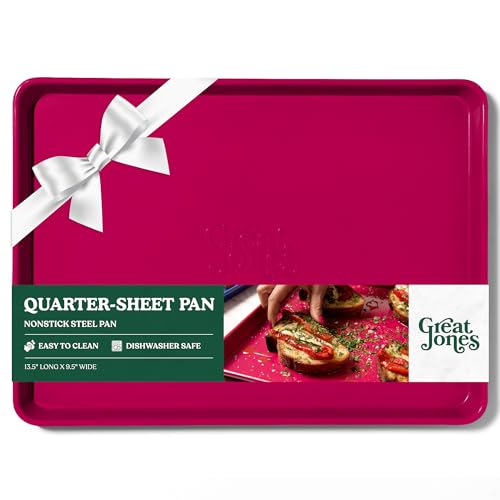 Great Jones Nonstick & Non Toxic Quarter Sheet Pan 13.5" x 9.5" (Raspberry) - color: Raspberry, size: Little Sheet (13.5" x 9.5")