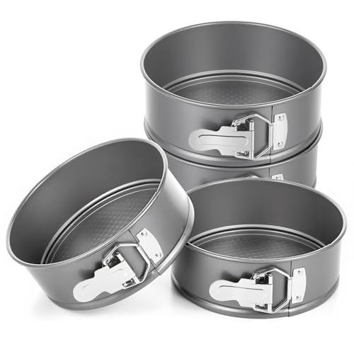 4 Pcs 7 Inch Nonstick Springform Cheesecake Pan with Removable Bottom - color: Gray, size: 7 Inch