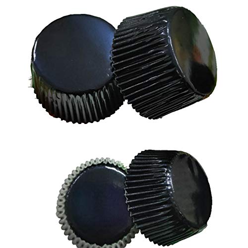 Black Foil Metallic Paper Muffin Cupcake Liners case Baking Cups 100 pcs,Standard Size 2x1.25inch - color: black foil