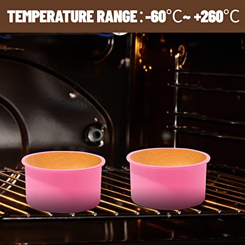 Silicone Mini Round Cake Molds, 4 Inch, Pink, Set of 6 - color: Pink