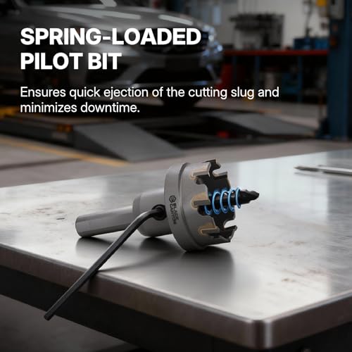 BLACK CANYON 1-1/2 Inch TCT Hole Saw,1-1/2 Inch TCT Hole Cutter, Carbide Tipped with 3-Flat Shank – Heavy Duty Spring-Loaded Pilot Bit for Metal Drilling - size: 1-1/2"