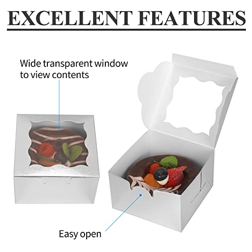 KPOSIYA 10pcs Small Cookie Boxes with Window, 4x4x2.5 Silver Bakery Box - color: Silver, size: 10