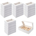 20 Pack Cupcake Boxes, 24 Count White Standard with Window & Inserts, Easily Assemble Food Grade Cupcake Boxes with Clear Window for Weddings, Birthdays & Home Storage - color: White (20 Pack)