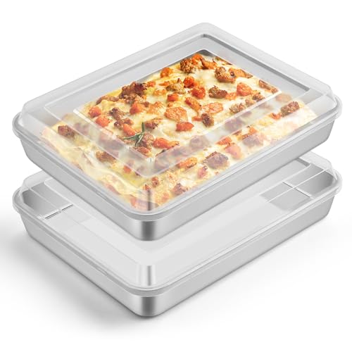 Leonyo Focaccia Bread Pan with Lid, 10.5x 8x 2 Inch Deep Cake Pan Sheet - size: 10.5 x 8IN