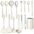 Homikit Kitchen Utensils Set, 15pcs Silicone Cooking Utensil with Holder - color: White