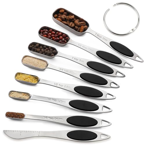 Magnetic Measuring Spoons Set Stainless Steel Magnetic Measuring Spoons - color: Black