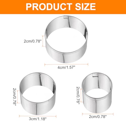HARFINGTON 3Pcs Circle Round Cookie Cutters Set Assorted Sizes Stainless Steel Geometric Holiday Cookie Cutters Biscuit Mould for Pastry Fondant Cake Cookie - style: Circle Round