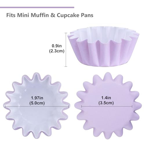 Caperci Heavy Duty Purple Mini Cupcake Liners Small Muffin Cups for Baking - color: Orchid Bloom