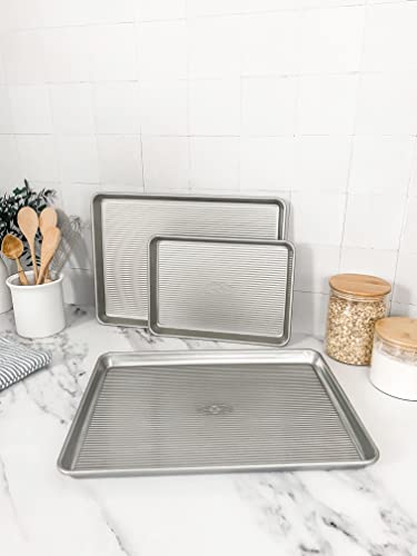 USA Pan Nonstick Half Sheet Pan and Quarter Sheet Pan, Set of 2, Aluminized Steel - size: Half Sheet, Quarter Sheet, style: Set of 2