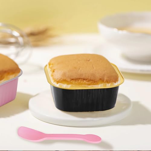 LNYZQUS 10oz Mini Cake Pans with Lids, Small Cinnamon Roll Containers - color: Black, size: Square- 10oz