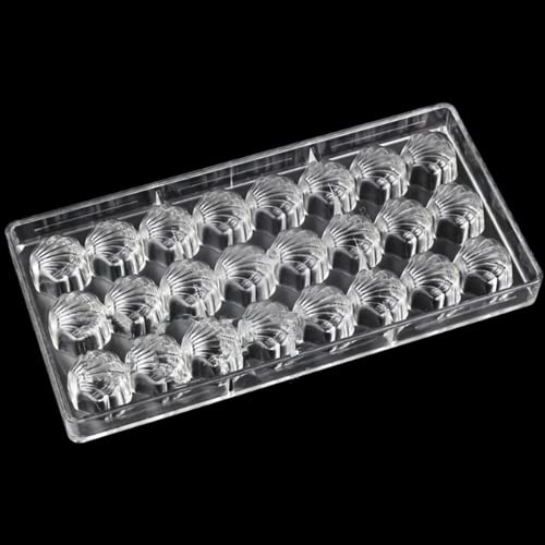 HAPYLY 24 Grid Scalloped Shell Chocolate Candy Mold PC Polycarbonate Chocolate Making Mould (Scalloped Shell)