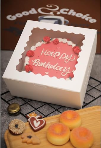 Bakepacker 10"x10"x5" White Cake Boxes with Window, 36pcs - color: White, 10"x10"x5", 18Pcs
