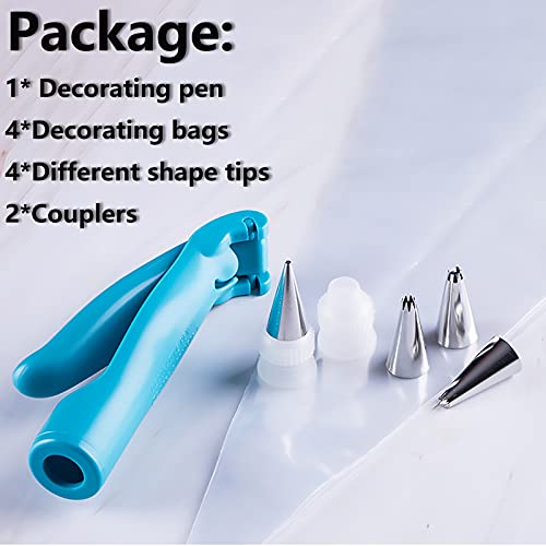 Cake Decorating Pen Tool Kit Pastry Bag DIY Cake Deco Tools Kit Pastry Icing Pen Piping Kit Bags(Blue) - color: Blue