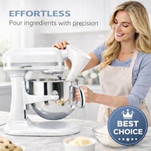 Flour Funnel for KitchenAid Stand Mixer Tilt-Head Models, No-Mess Baking Prep Kit with Egg Separator & Bowl Scraper, Anti-Splash Ingredient Funnel, Dishwasher Safe