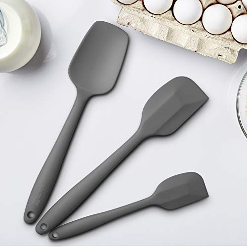3-Piece Silicone Spatula Set, 600°F Heat Resistant, Grey - color: E-Gray