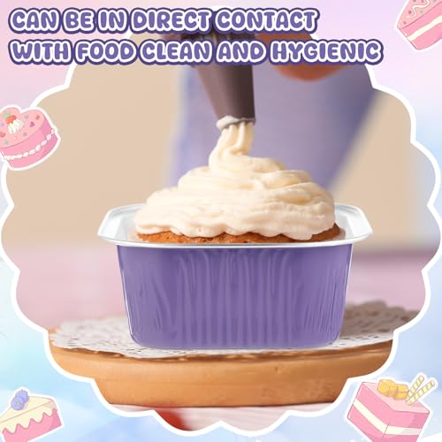 Skylety 100 Pcs 5oz Mini Square Cake Pans with Lids, Purple - color: Purple