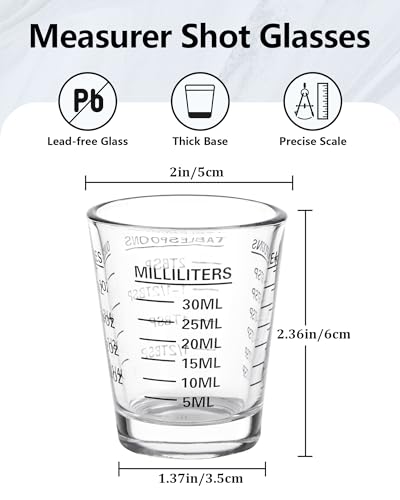 SAIAOKJ Shot Glass Measuring Cup Set, 4 Pack Espresso Shot Glasses (Black) - color: 4 Pack-Black