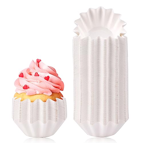 100 PCS Baking Cups Cupcake Liner Flared Brioche Muffin Wrappers (White) - color: White, size: 100pcs