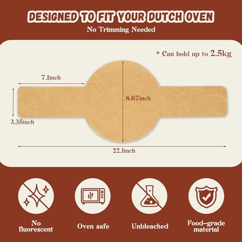 Parchment Paper for Sourdough Baking 8" Round 100 Sheets with Long Handles - color: Unbleached, size: 100sheets