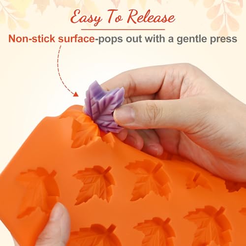 Maple Leaf Silicone Molds,2 Pack Fall Silicone Maple Mold 36 Cavity - color: Orange Maple Leaf