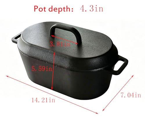 4.5QT Cast Iron Loaf Oven Pan - 11.3"x6.5"x4.3" Heavy Duty Sourdough Bread Pan kit - 5QT with Lid Handles Lame, for home baking - color: Bread Pan set -1