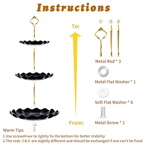 BACUTHY 3 Tier Cupcake Stand Holder, Plastic Cup Cake Tower Stand, Black - color: Black