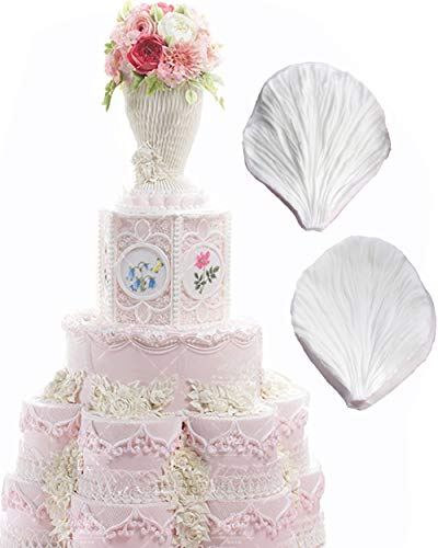 KALAIEN 5pcs Stainless Steel Peony Cutter 2pcs Fondant Silicone Mold - color: Peony Set(7pcs)