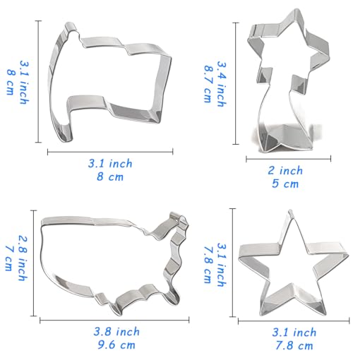 4th of July Cookie Cutters 8Pcs Large Size for Celebration - style: 4th of July