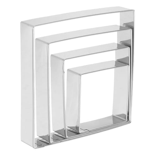 HARFINGTON Square Cookie Cutter Set Assorted Sizes Stainless Steel Geometric Biscuit Baking Pastry Candy Cookie Cutters Molding for Pastry Fondant Cake - style: Square