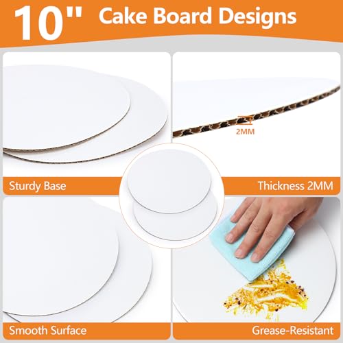 20 Packs Cake Box 10 inch with Cake Board (10 Pcs Box + 10 Pcs Board) Disposable Cake Containers Bakery Take Out Container Cake Carrier for Cookies Pies (10x10x8inch) - size: 10x10x8inch
