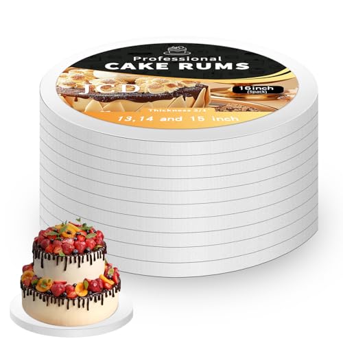 16 Inches White Round Sturdy Cake Board Drums for Displaying Cakes,1/2" Thick Decorating Supplies White 5-Pack Sturdy Corrugated Cardboard Base for Multi-Layer Cakes, Base para Pastel (16inch/5pcs) - color: White, size: 16inch/5pcs