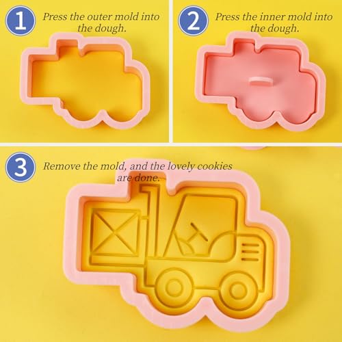 8Pcs Construction Truck Cookie Cutter Excavator Mixer Tractor Biscuit Molds - color: Truck C