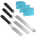 Litoexpe 6 Pack Stainless Steel Icing Spatulas with Blue Scrapers - color: Blue